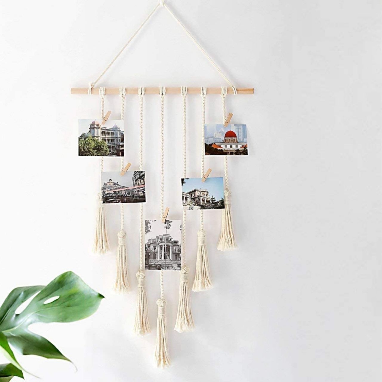 ecofynd Macrame Picture Organizer with Wooden Clips