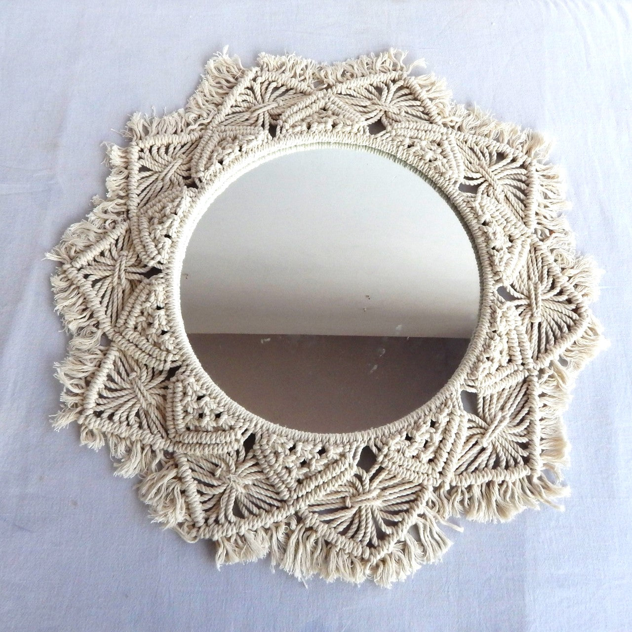 ecofynd Macrame Wall Mirror with Boho Fringes