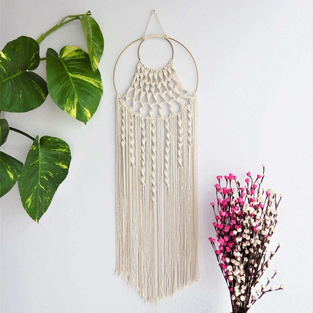 ecofynd White Macrame Dream Catcher with Golden Ring