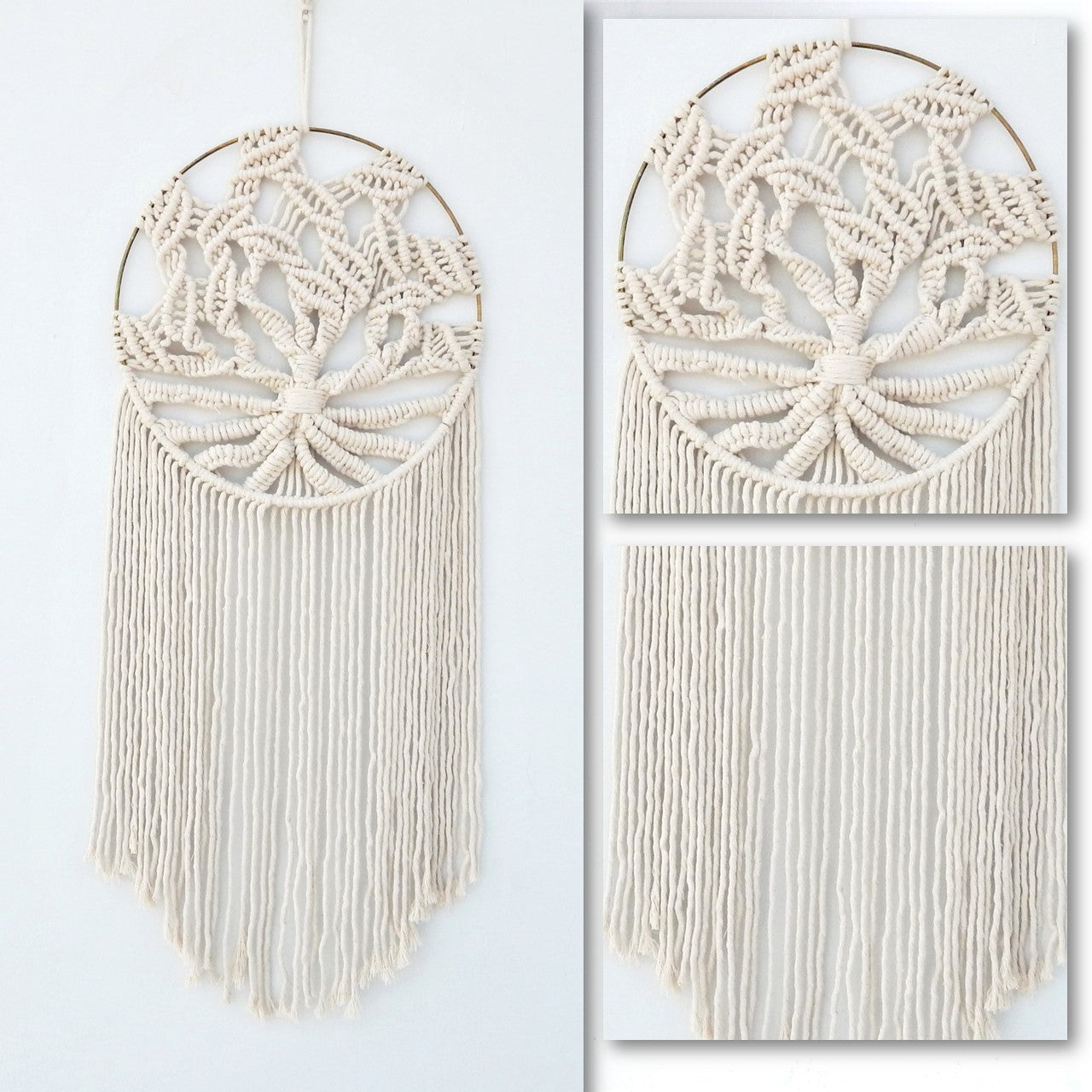 ecofynd Macrame Dream Catcher Tree of Life with Golden Ring