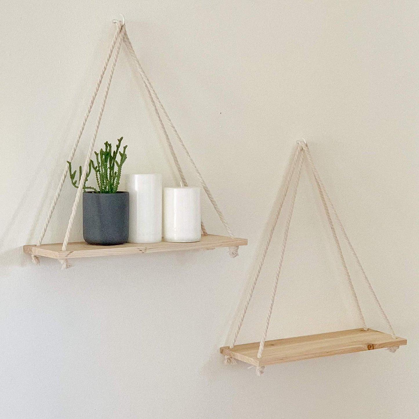 ecofynd Macrame Nordic Style Wall Hanging Wooden Shelf
