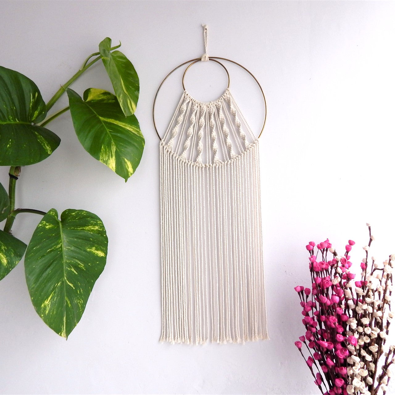 ecofynd White Macrame Dream Catcher with Golden Ring