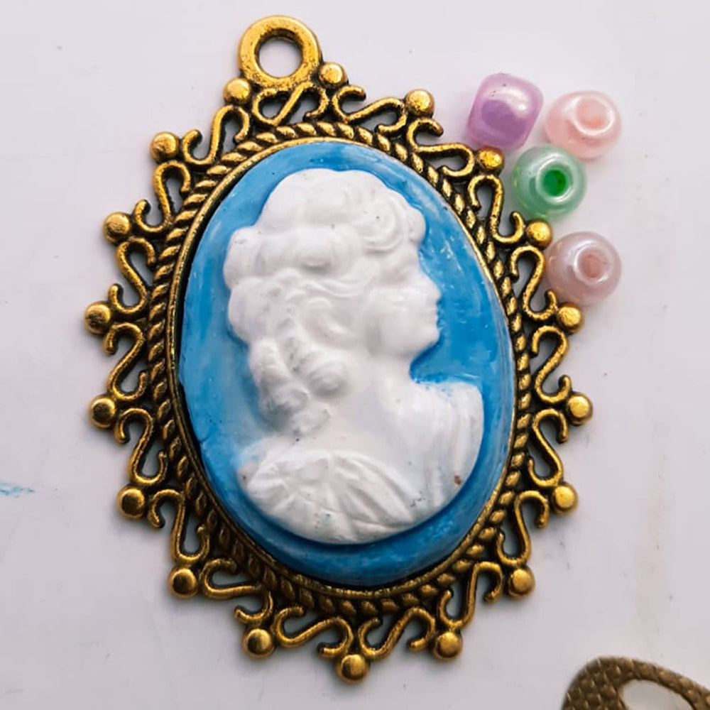 Handmade Polymer Clay Cameo Pendant