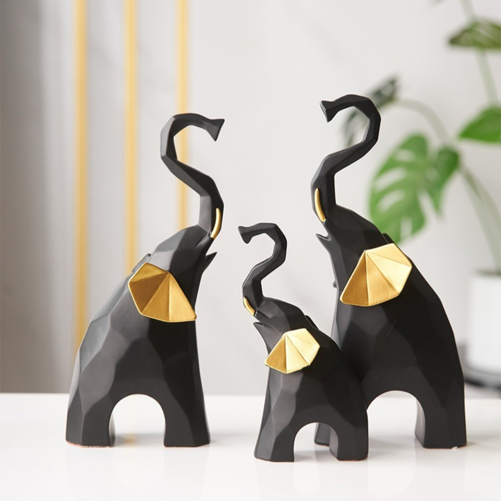 Elephant Family Showpieces (Modern-Art) - Set of 3