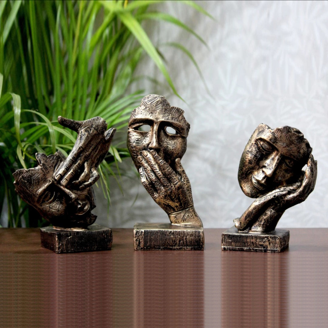 Hand-Face Statue Modern-Art (Set of 3)