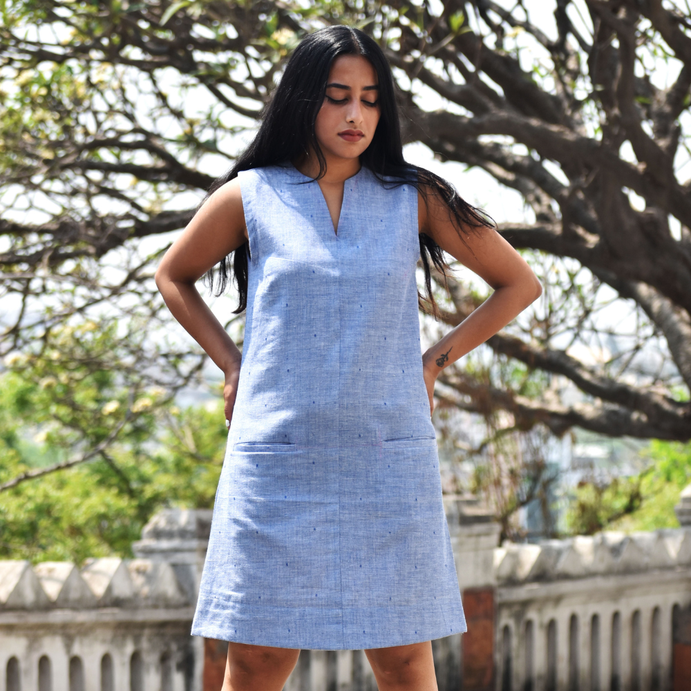 V-neck Sleeveless Mini Dress