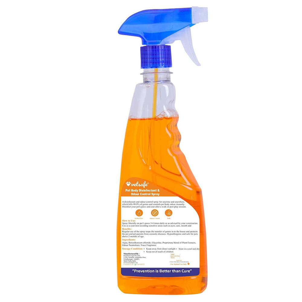 VetSafe Pet Body Disinfectant and Odour Control Spray (500ml)