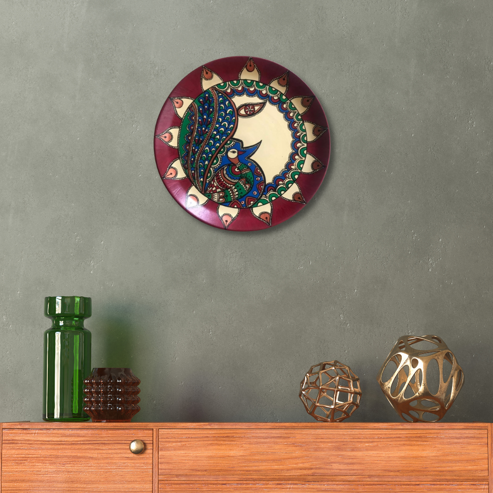 Fusion Kalamkari Moon Wall Plate