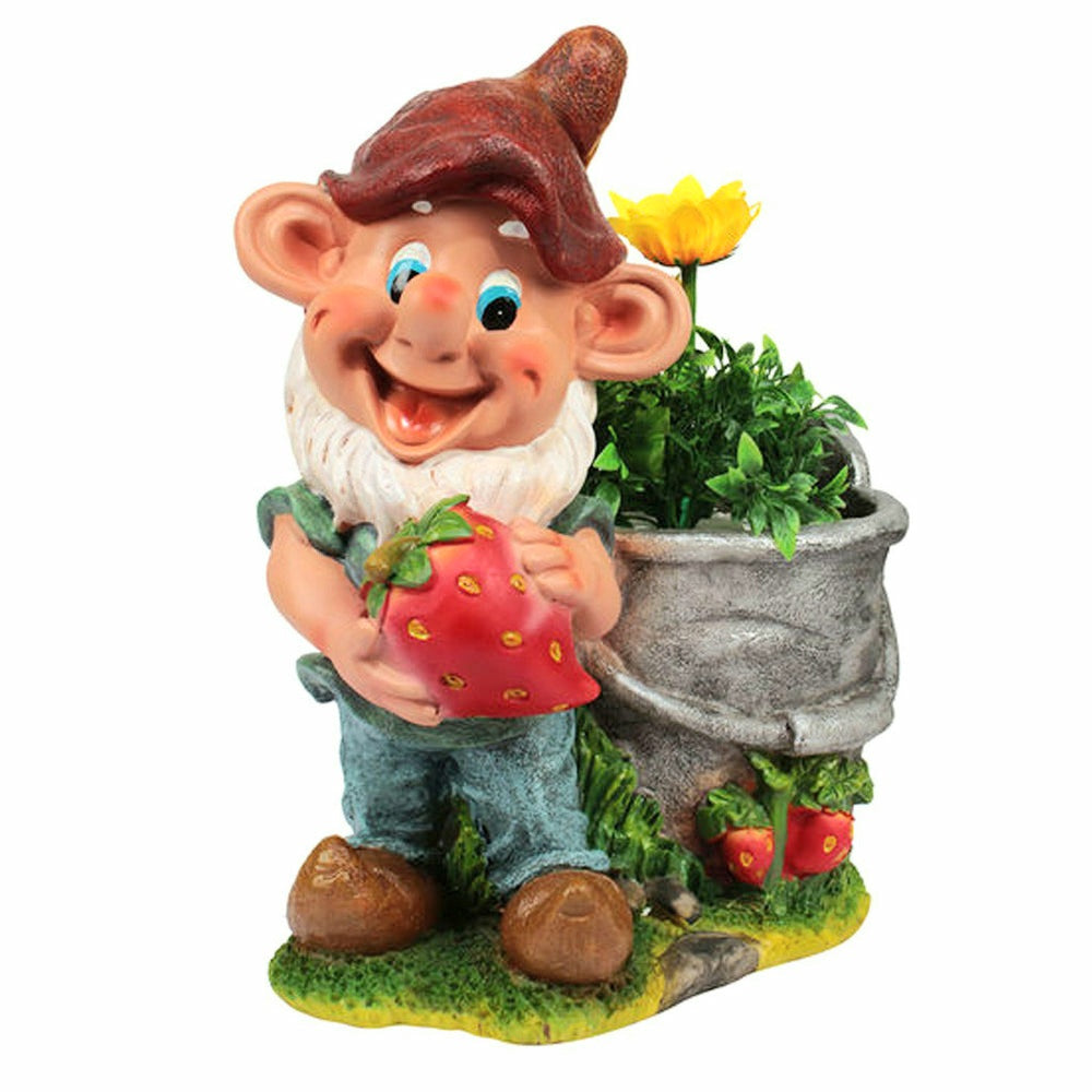 Gnome Holding Strawberry Planter