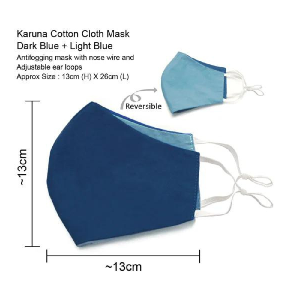 Fairkraft Creations Karuna 2-in-1 Cotton 3 Layer Protection Double Colour Reversible Solid Colour Cloth Mask (Set of 3)