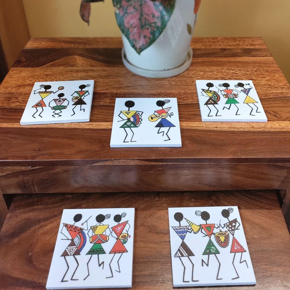 Warli Design Coasters (Set of 5)