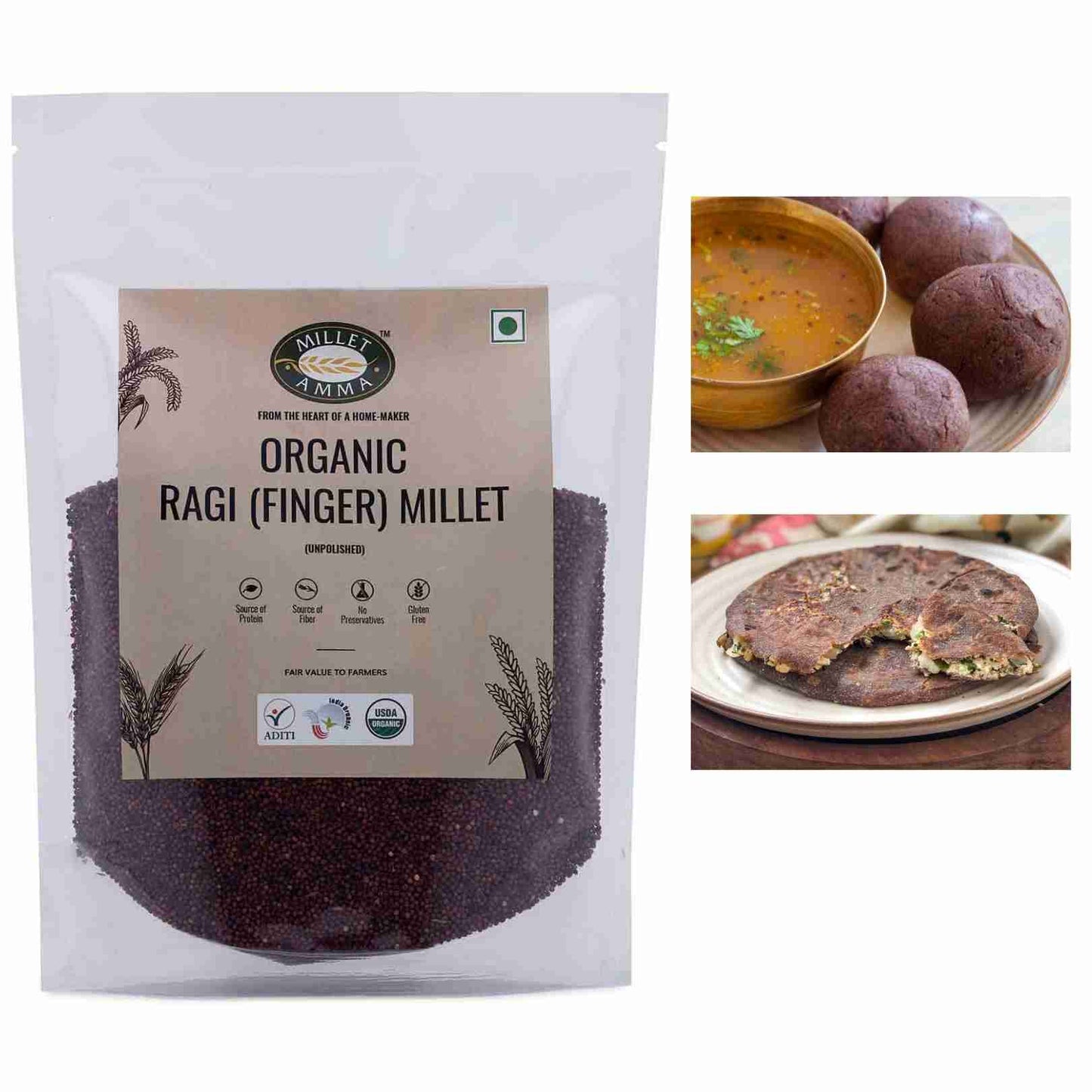 Millet Amma Ragi Grains (Finger Millet) Organic (500g)