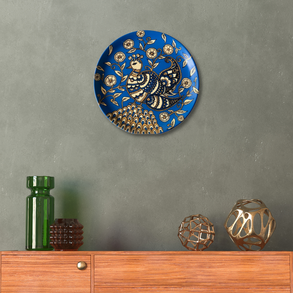 Kalamkari Peacock Wall Plate