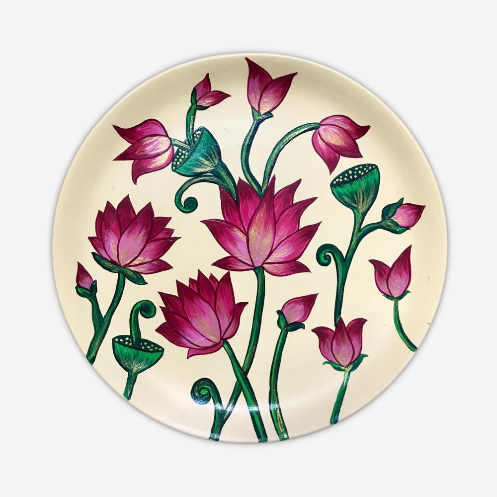 Pichwai Lotus Hand-painted Wall Plate