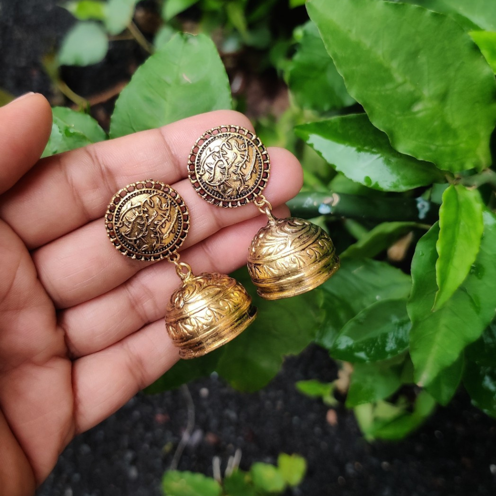 Vedaj Antique Gold Jhumka