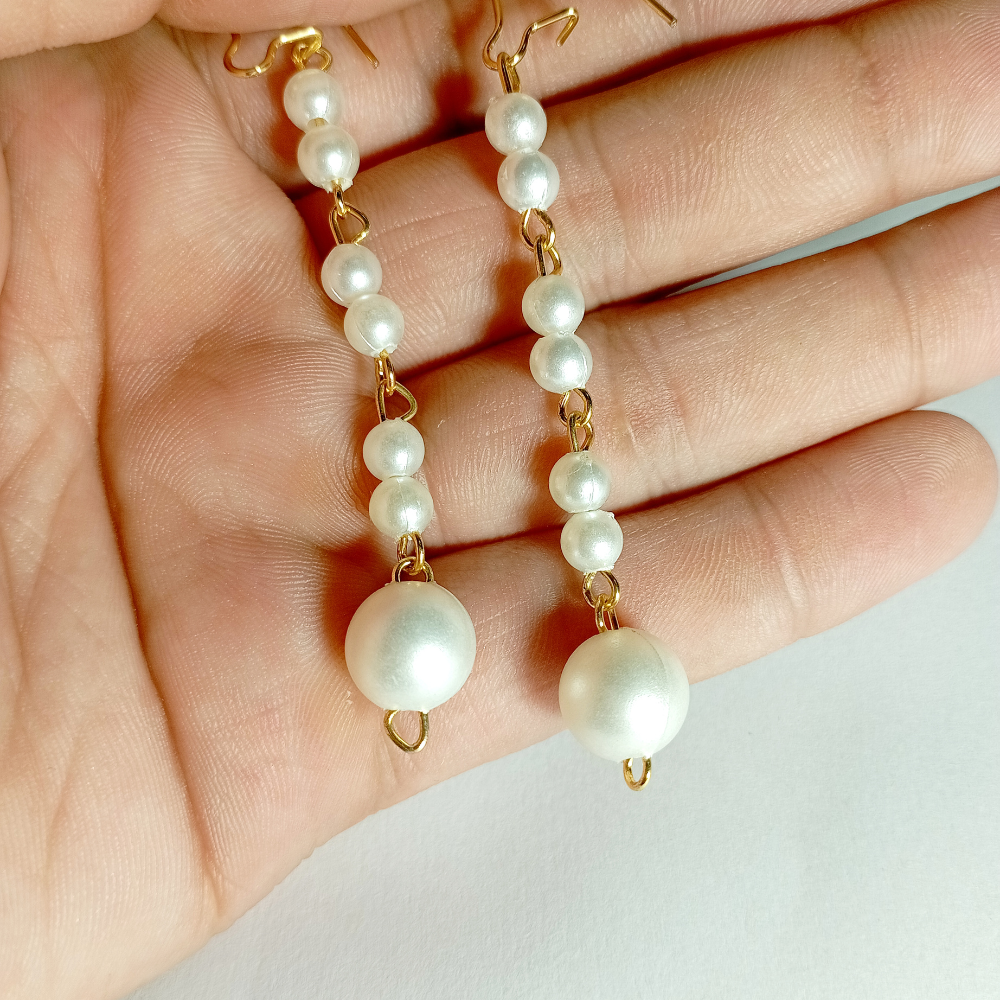 White Beaded Earrings