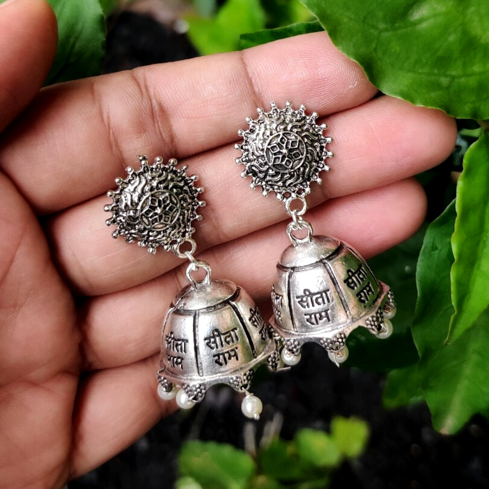 Vedaj Sita Ram Print Jhumkas