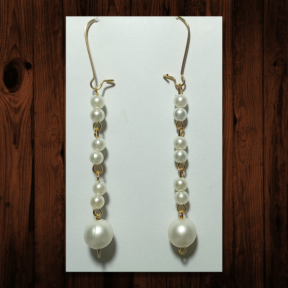 White Beaded Earrings