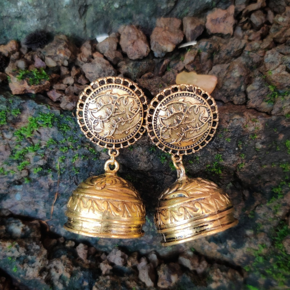 Vedaj Antique Gold Jhumka