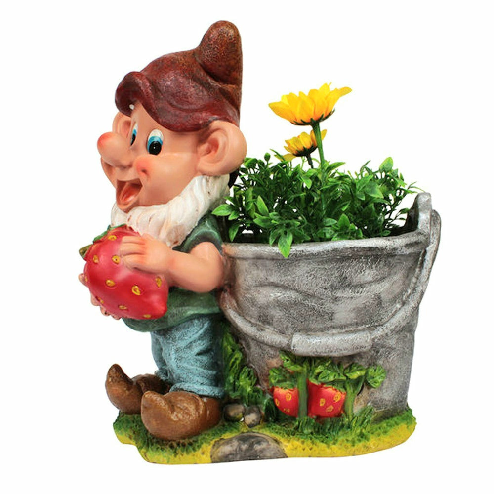Gnome Holding Strawberry Planter
