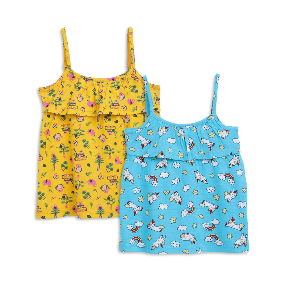 SuperBottoms Strappy A-line Yellow Top (6-12 months) - Pack of 2
