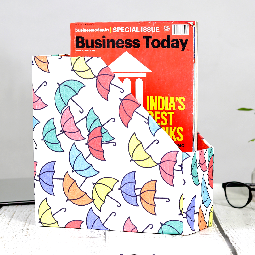 Indha Multi Utility Single Compartment Table Top Wooden Books/Magazine Holder