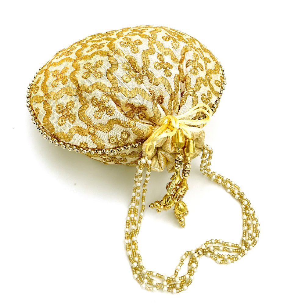 
                  
                    Women's Stylish Embroidered Golden Potli Bag
                  
                