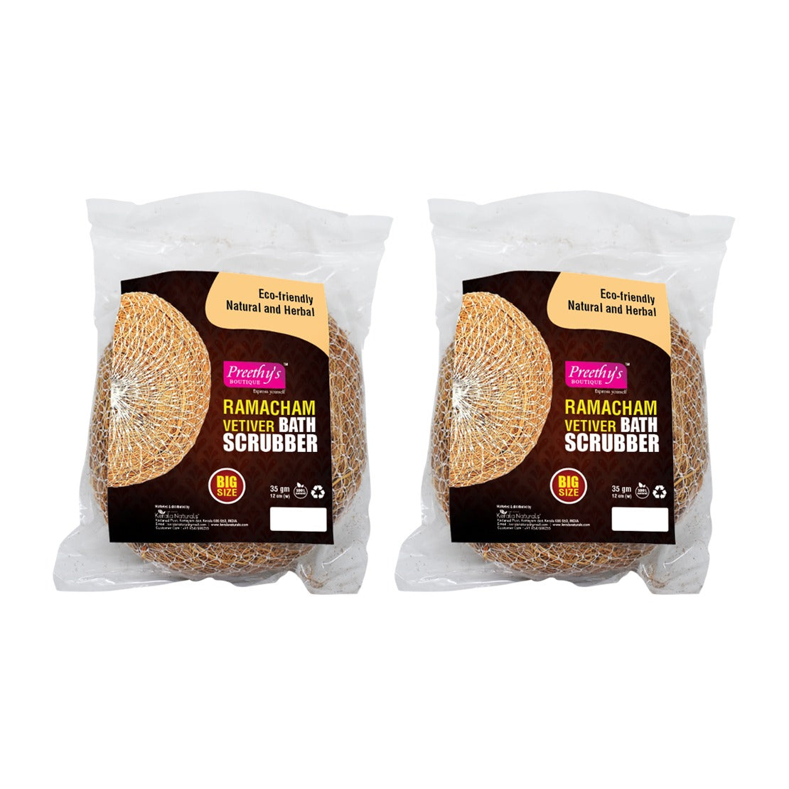 Preethy’s Boutique Ramacham Vetiver Bath Scrubber 70g ( 35g x 2 Packs )