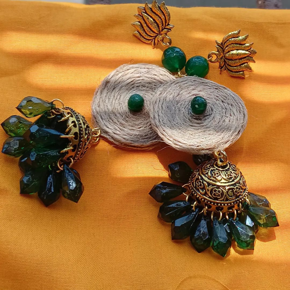 Jute Jewellery with Antique Jhumka Base
