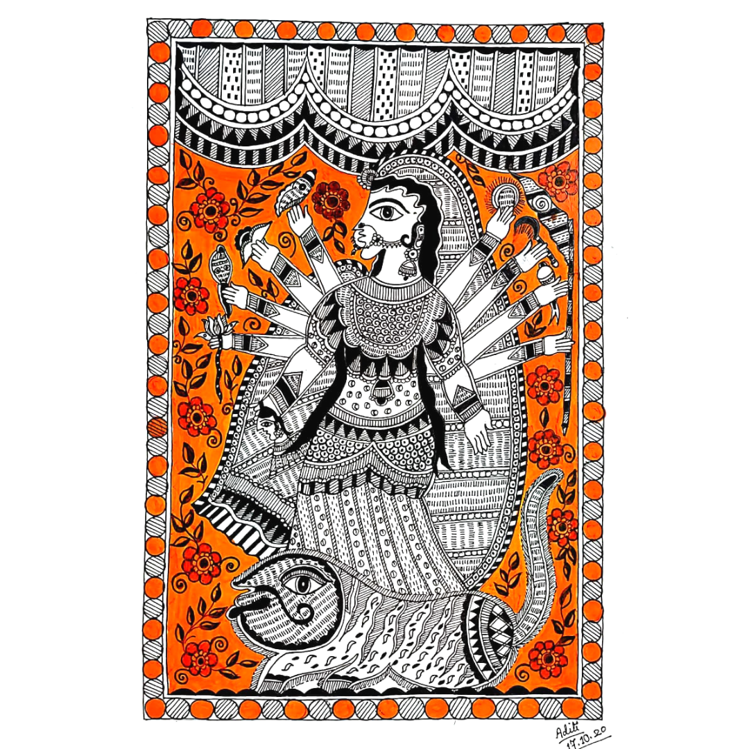 Madhubani Art of Maa Durga