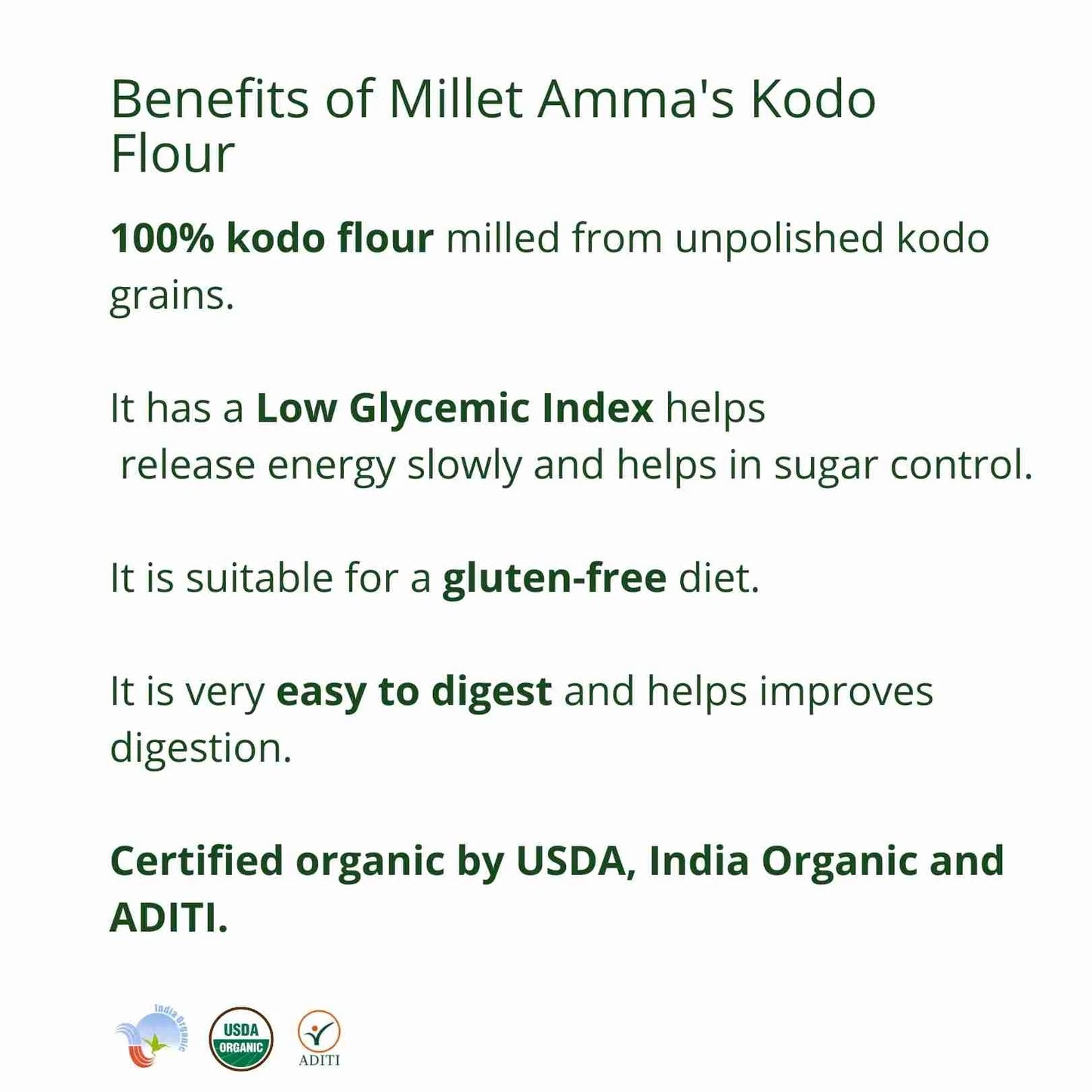 Millet Amma Organic Kodo Flour (500g)