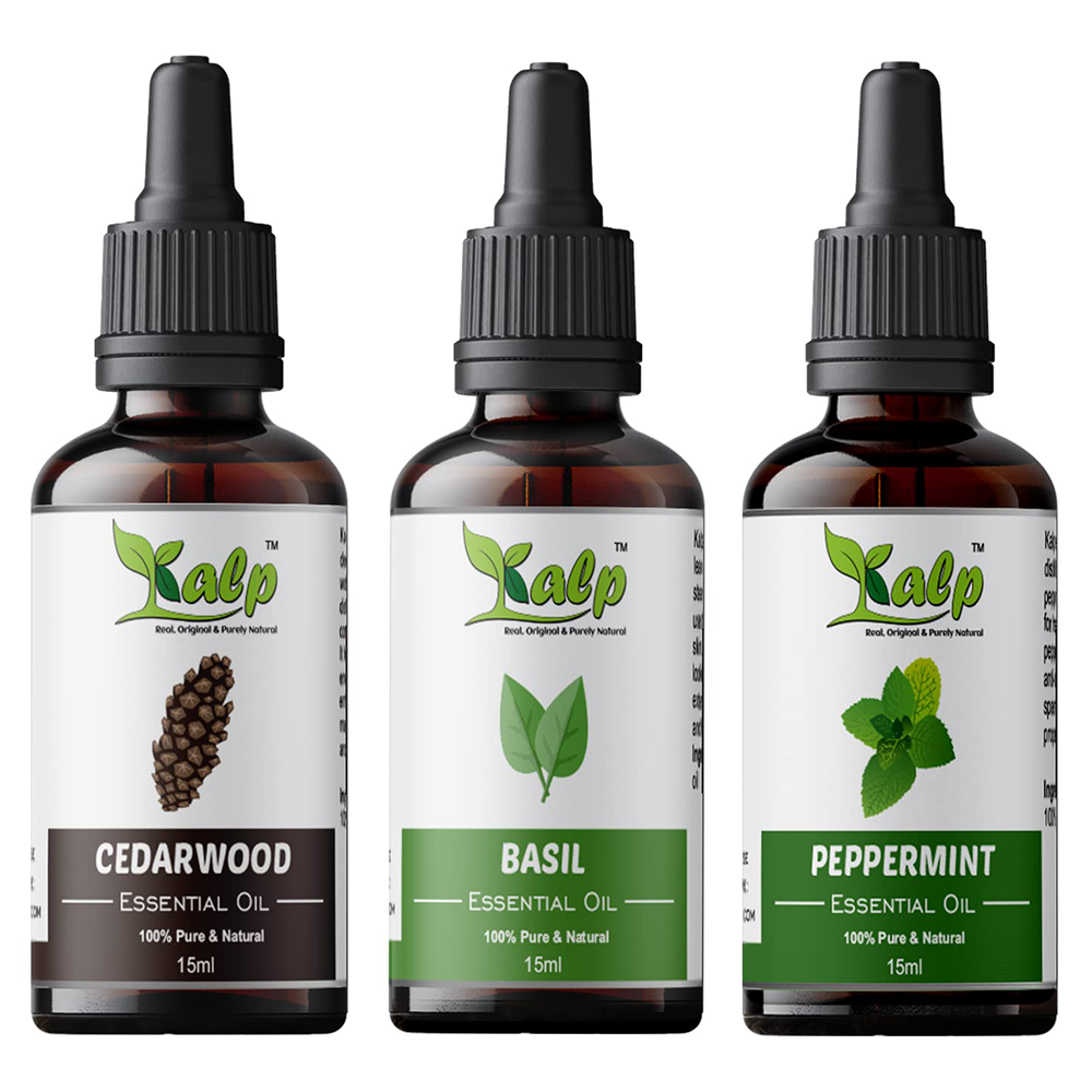 Kalp Cedarwood, Basil, Peppermint Oil - 15ml (Pack of 3)