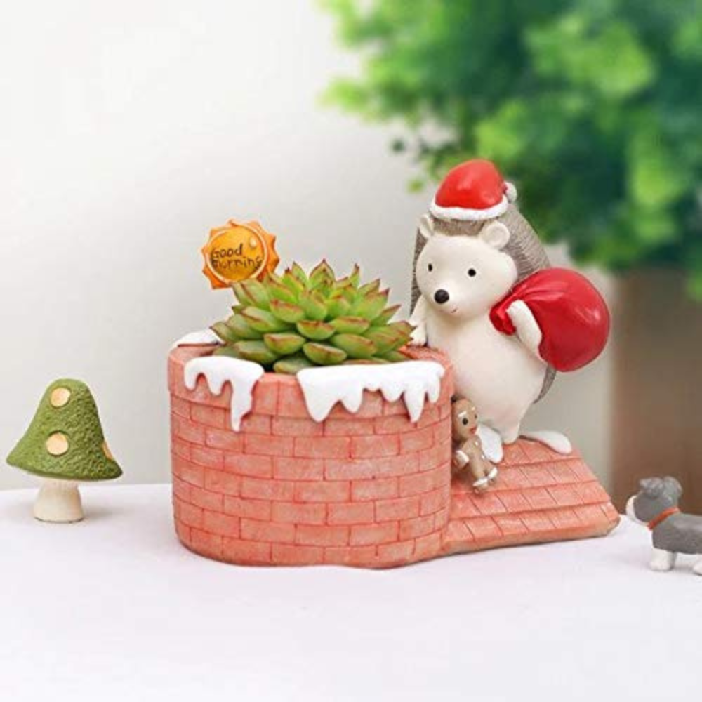 Christmas - Hedgehog Animal Planter & Pot