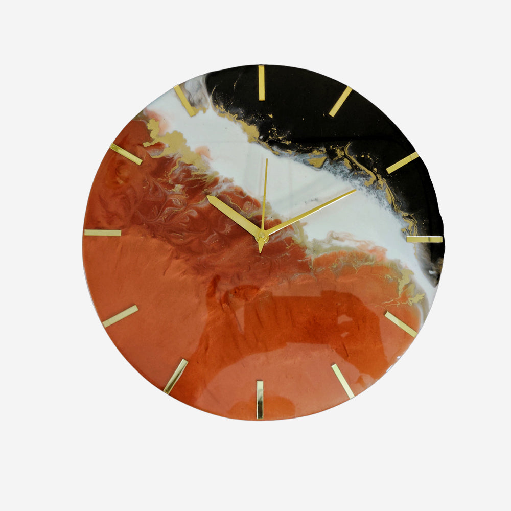 Burgundy Black Abstract Wall Clock