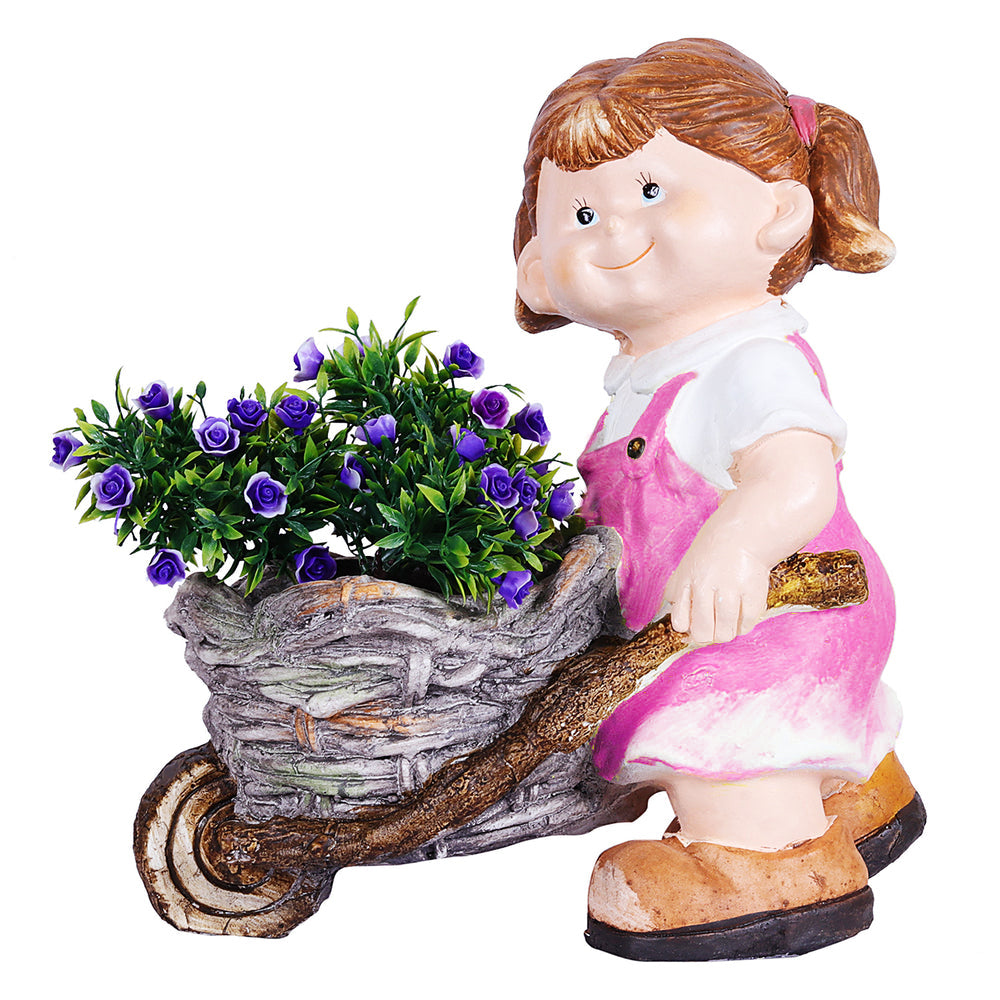 Girl Holding Cart Planter