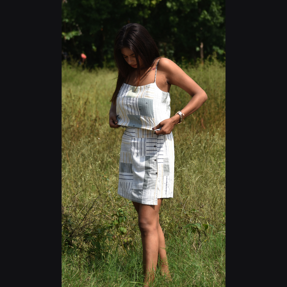 Hand-embroidered Crop Top with Skirt