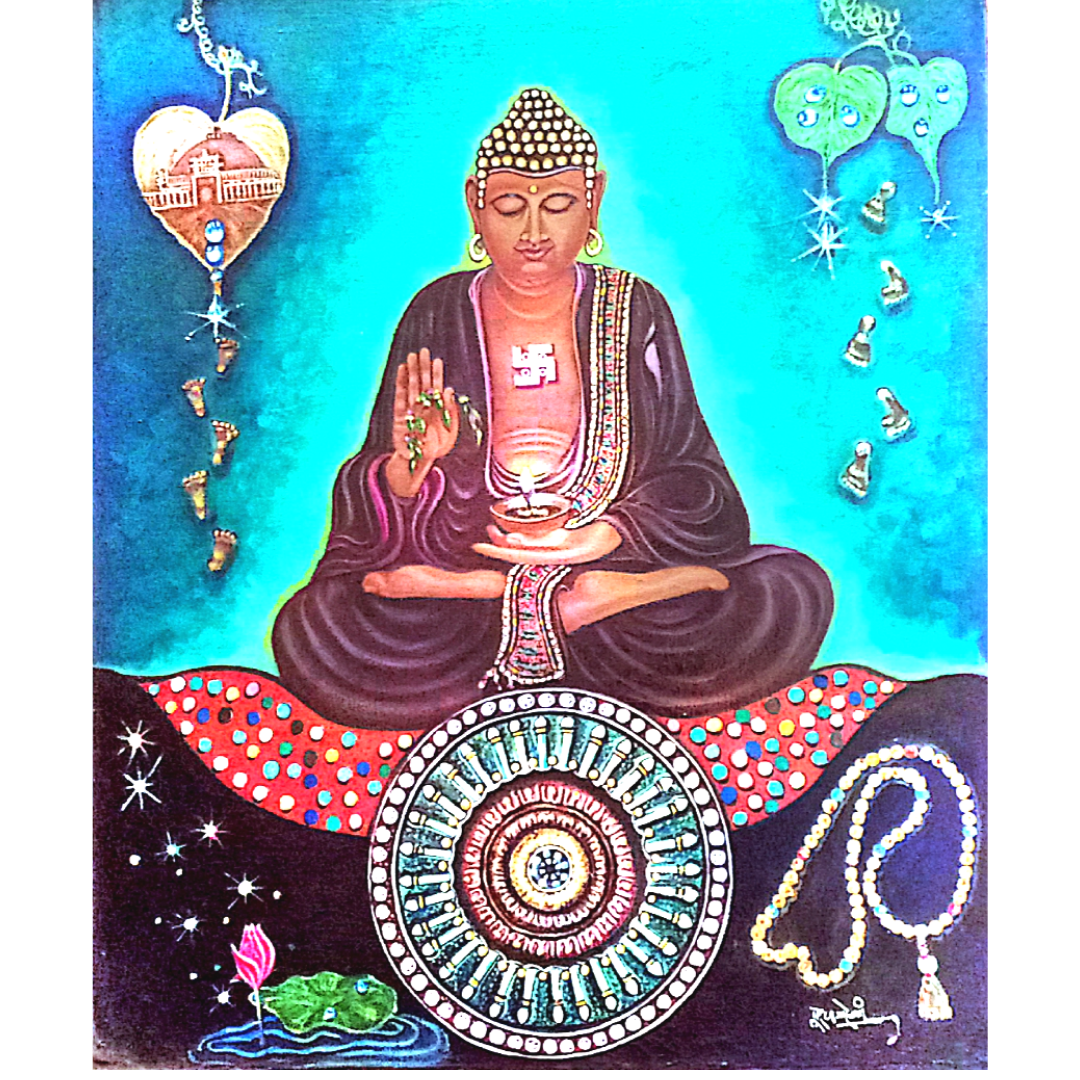 Handmade Buddha Canvas on Oil Painting
