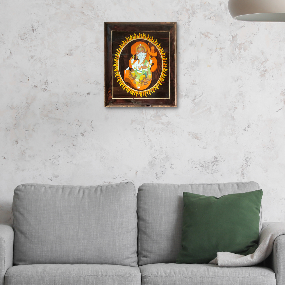 Ganesha Wooden Decor Panel