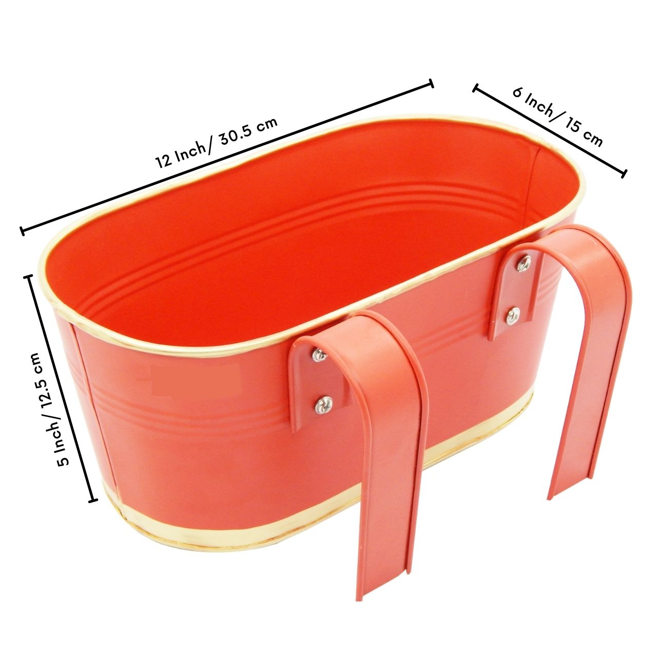 ecofynd Orange Oval Balcony Railing Planter (Set of 3)