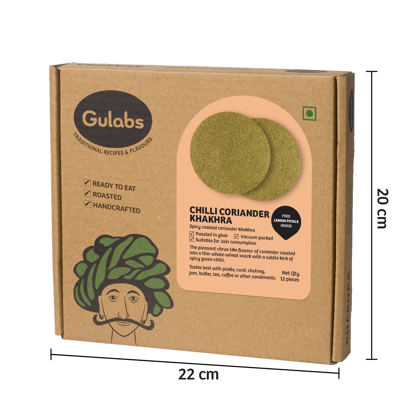 Gulabs Chilli Coriander Khakhra (250g)