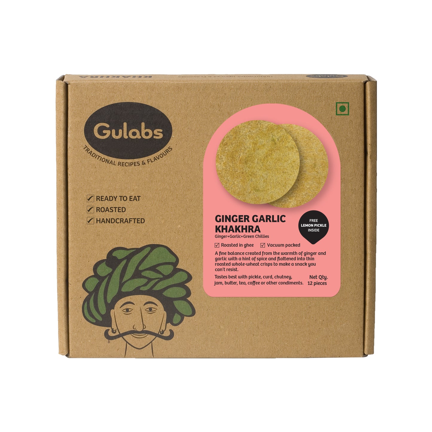 Gulabs Ginger Garlic Khakhra (250g)