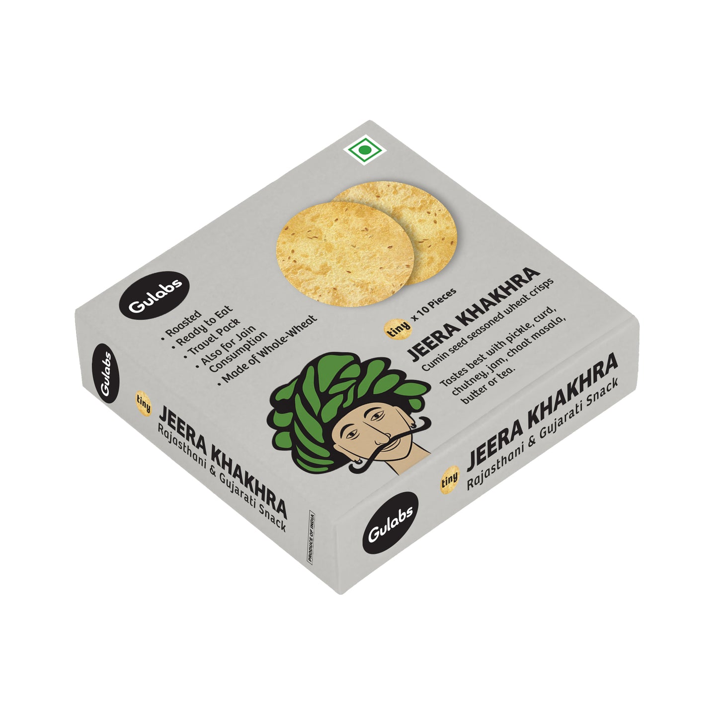 Gulabs Tiny Jeera Khakhra (Pack of 10)
