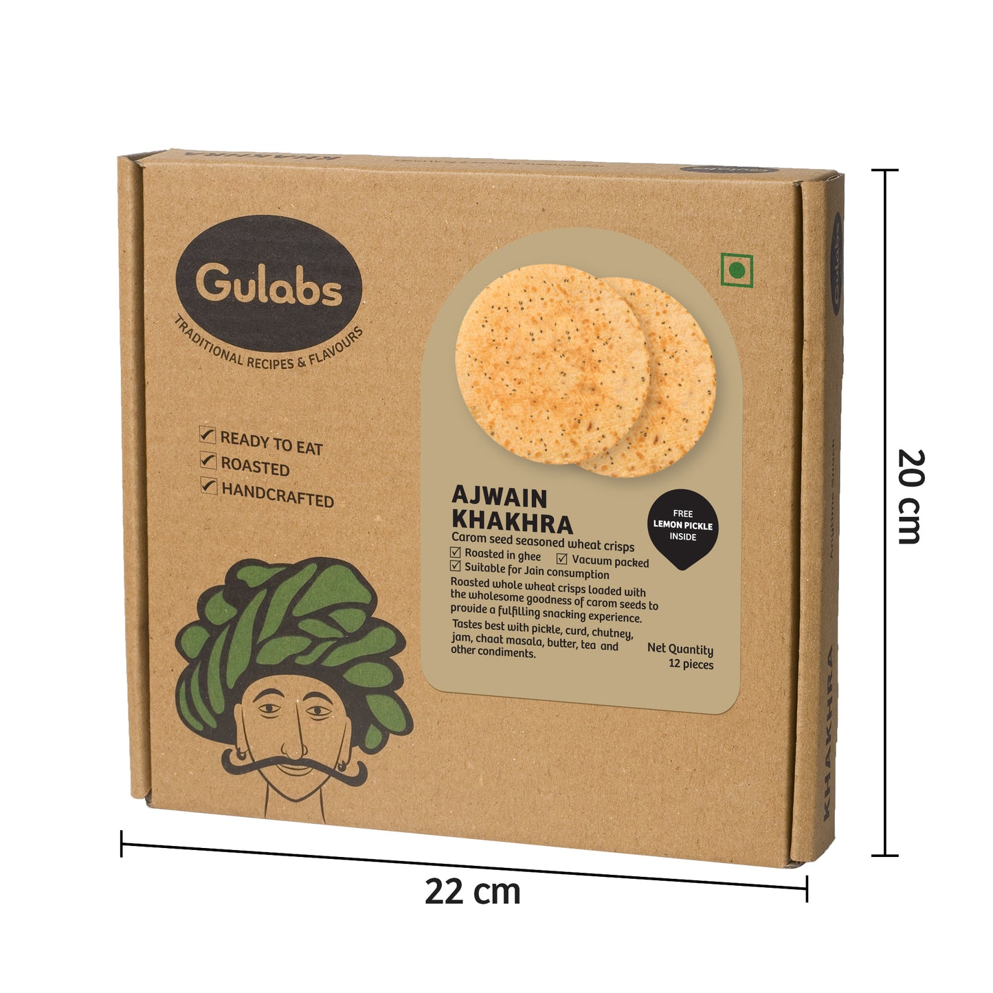 Gulabs Ajwain Khakhra (250g)