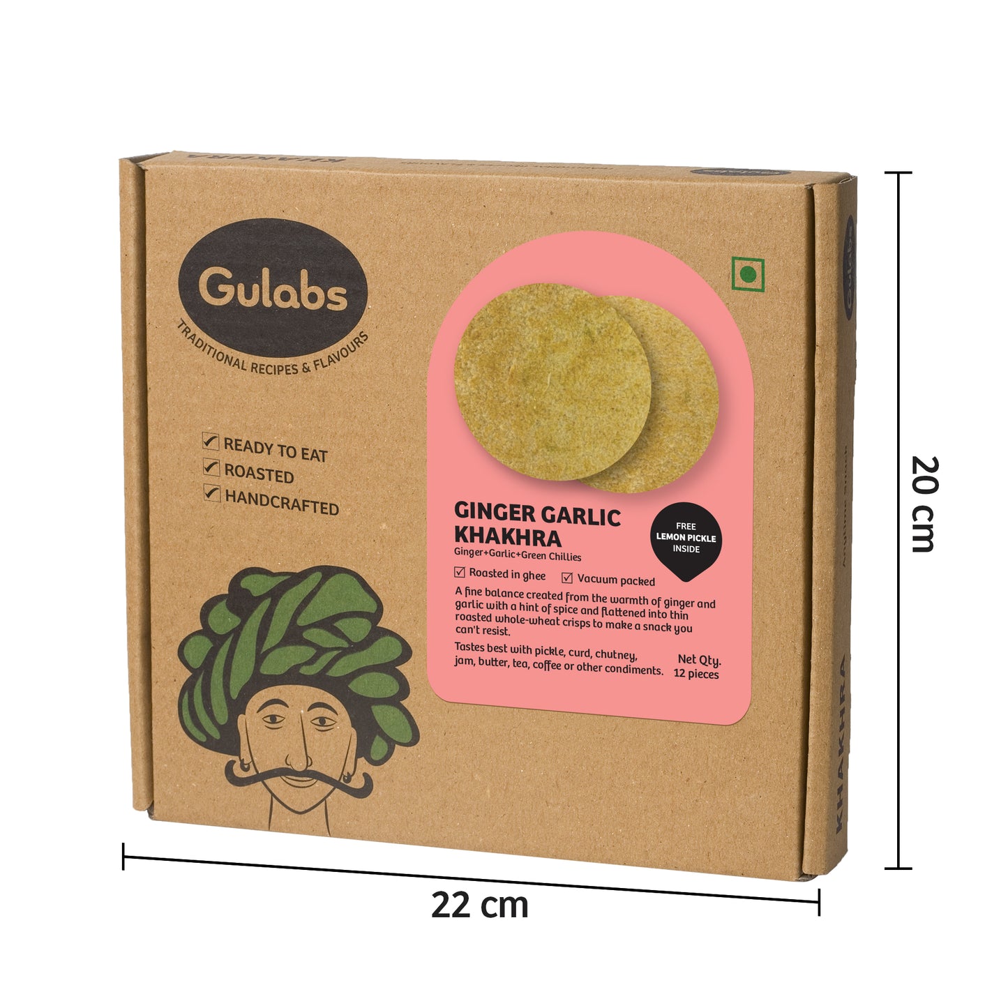 Gulabs Ginger Garlic Khakhra (250g)