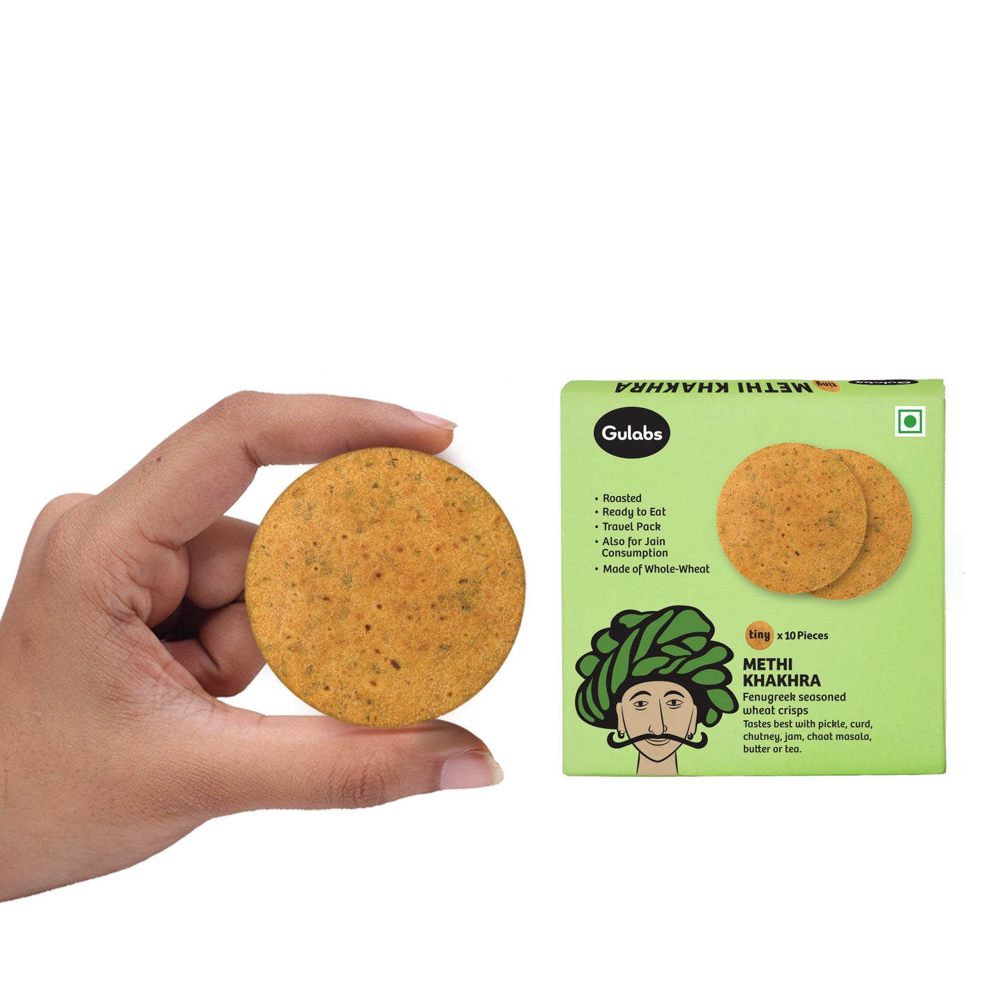 Gulabs Tiny Methi Khakhra (Pack of 10)