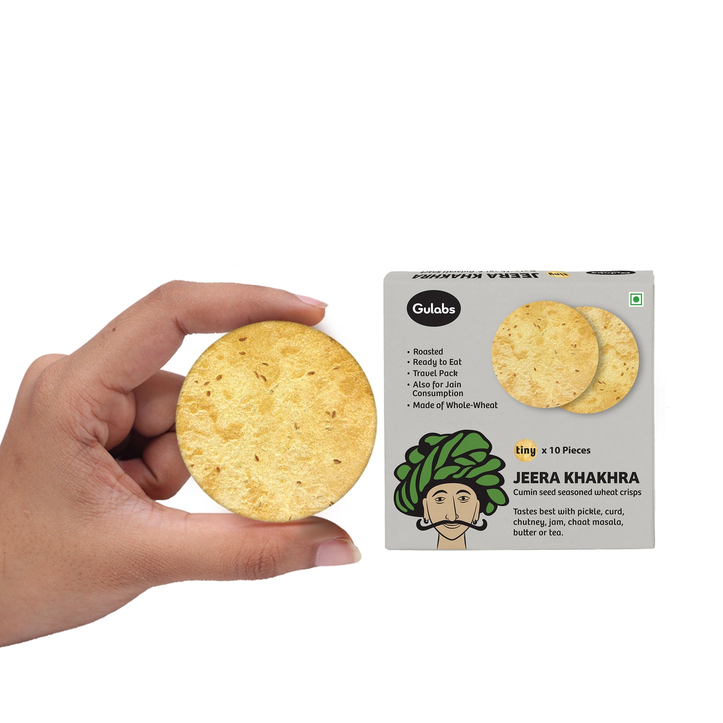 Gulabs Tiny Jeera Khakhra (Pack of 10)