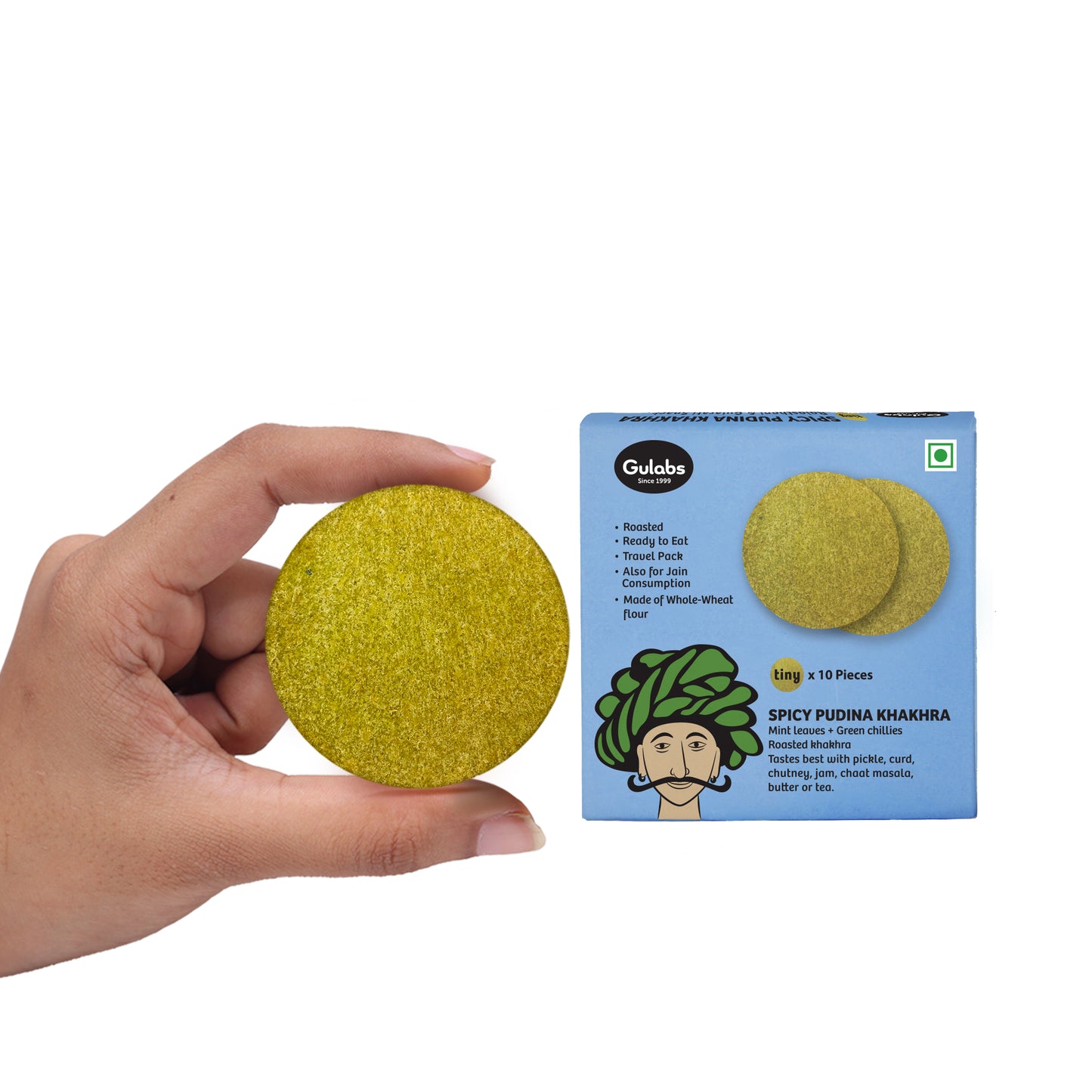 Gulabs Tiny Spicy Pudina Khakhra (Pack of 10)