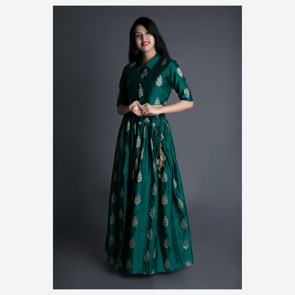 
                  
                    Emerald Banarasi Brocade Co-ordinated Set
                  
                