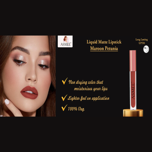 
                  
                    Maroon Petunia-Asmee Liquid Matte Lipstick (4ml)
                  
                