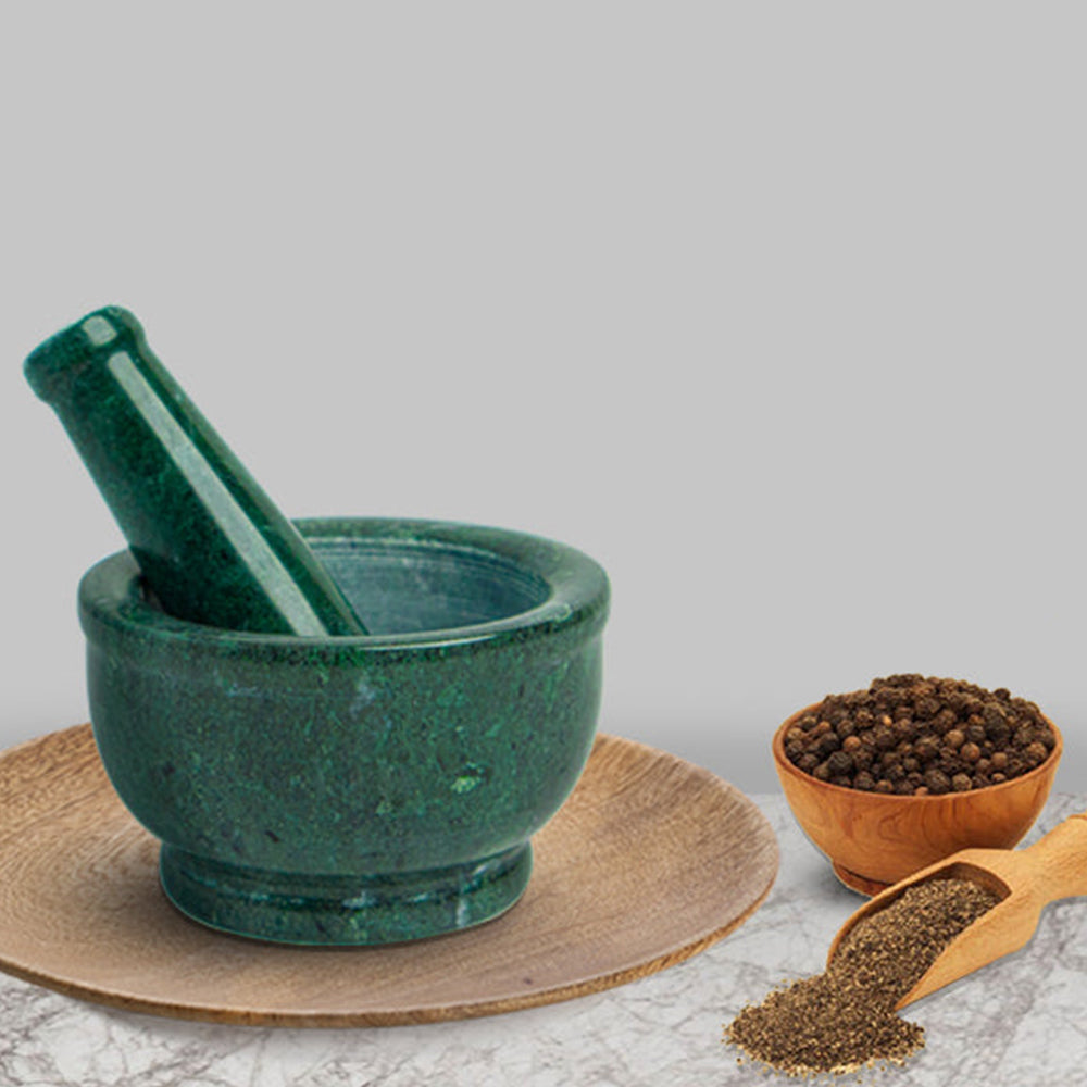 Green Marble Mortar and Pestle